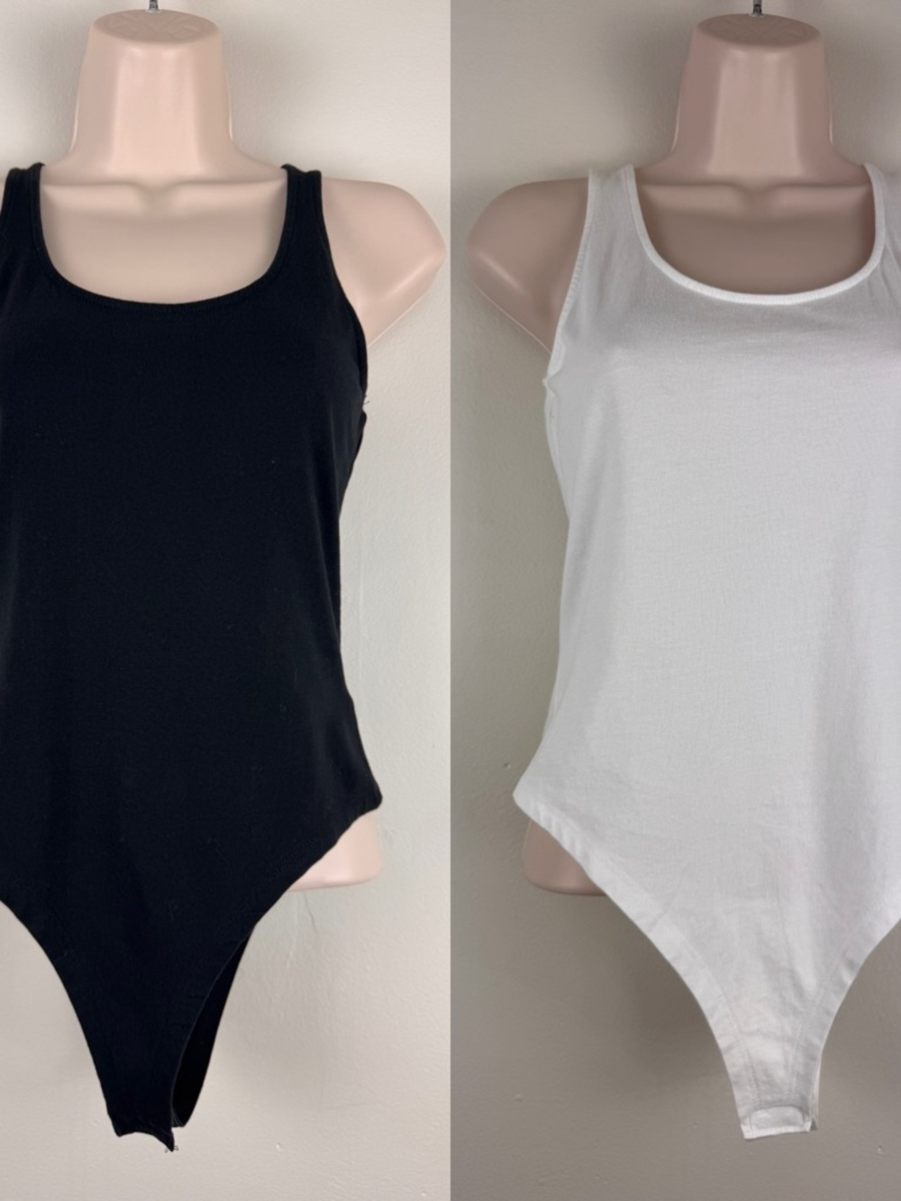 2 Pack • Primark Bodysuits Black White Tank Scoop Neck Stretch S